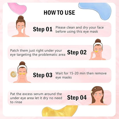 Under Eye Patches (30 Pairs) 24K Gold Eye Mask and Hyaluronic Acid Eye Patches for Puffy Eyes, Rose Eye Masks for Dark Circles, Puffiness, Eyebag, Wrinkles - Gift for Women
