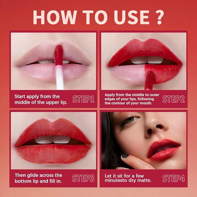 4 Colors Matte Cigarete Lipstick Set，24-Hour Long Lasting Waterproof Matte Lipstick Tube Sexy Nude Lady Lipstick lip gloss (1#)
