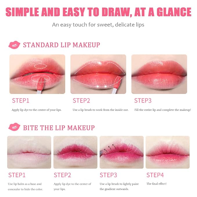 6 Colors Lip Tint Stain Set, Korean Lip Gloss Lip Tint Stain Plumping Mini Liquid Lipstick, Multi-use Lip and Cheek Tint, Long lasting Non-Stick Cup Waterproof, High Pigment, Vivid Color, Lip Tint Makeup…