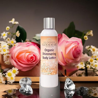 GLIMMER GODDESS Organic Body Lotion - Medium Level 2 Diamond Shimmer, 8 oz