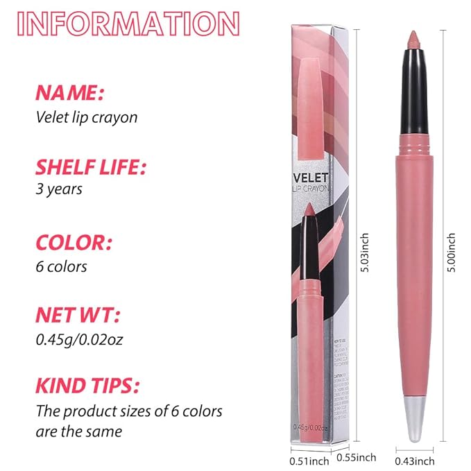 Matt Nude Lipstick Lipliner Lip Crayons Pack Set,Velvet Moisture Smooth Matte Lipstick Pencils,Waterproof&Waterlasting, (05, Pack of 1)