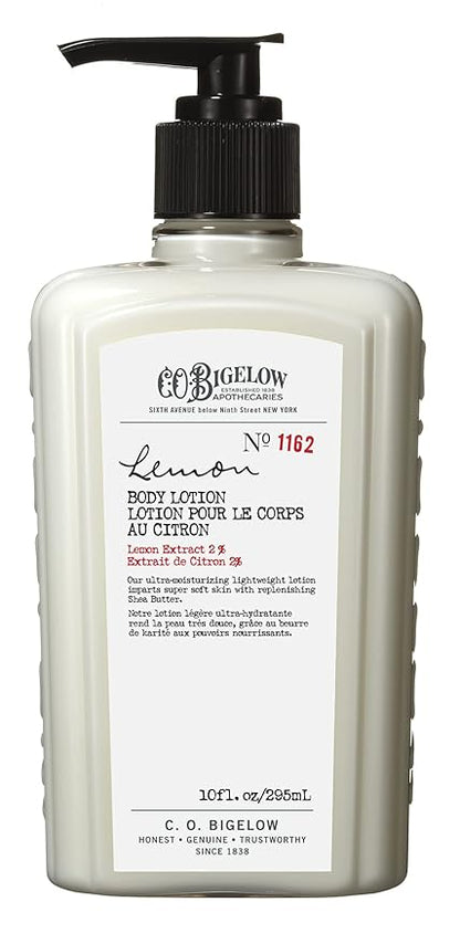 C.O. Bigelow Lemon Body Lotion No. 1162, Moisturizing Lotion for Dry Skin, Hands & Body with Shea Butter & Kuki Nut Oil, Lemon Scented, 10 fl oz