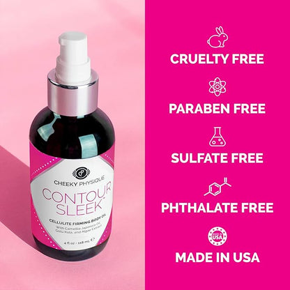 Contour Sleek Cellulite Smoothing Oil - Intensive Anti Cellulite Skin Tightening & Firming Body Oil with Gotu Kola - Natural Detox Oil for Cupping Massage or Lymphatic Drainage Treatment