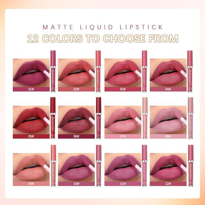 MYUANGO Matte Liquid Lipstick, Ultra-Intense Pigmented Creamy Formula, Long Lasting, Lightweight, Transfer & Water Resistant Lipstick (02)