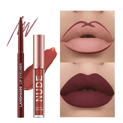 LANGMANNI 6 Matte Lipstick with ipliners Durable Makeup Lipstick 6 L