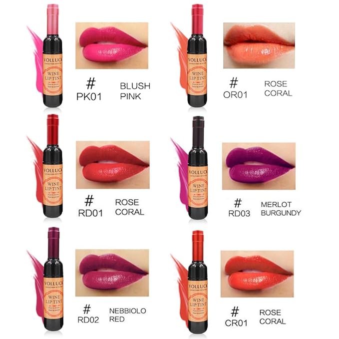 VOLLUCK Wine Liquid Lipstick Gloss, Lip Tint Waterproof Gloss,