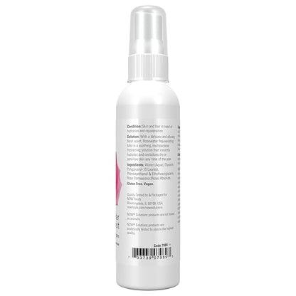 NOW Solutions Rosewater Rejuvenating Mist, Hydration and Rejuvenation Spray for All Skin and Hair Types, 4-Ounce (Pack of 2)