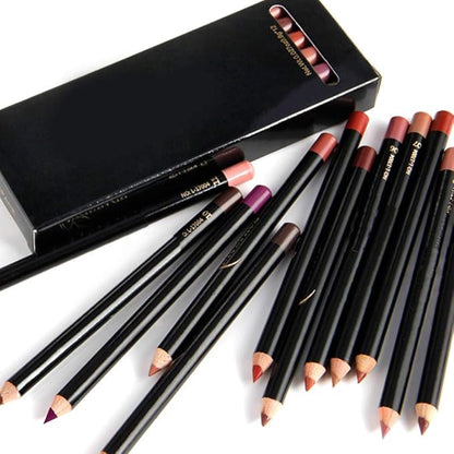 Slim Lip Pencil, Lip Liner and Lipstick Set Kit, Lip Liner Pens Set,12pcs set NICEFACE Waterproof Long lasting Lip Liner Pencil Lipliner Pen Makeup