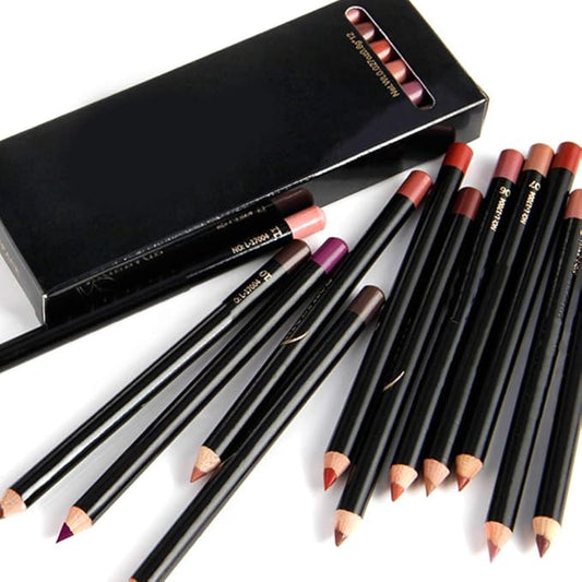 Slim Lip Pencil, Lip Liner and Lipstick Set Kit, Lip Liner Pens Set,12pcs set NICEFACE Waterproof Long lasting Lip Liner Pencil Lipliner Pen Makeup
