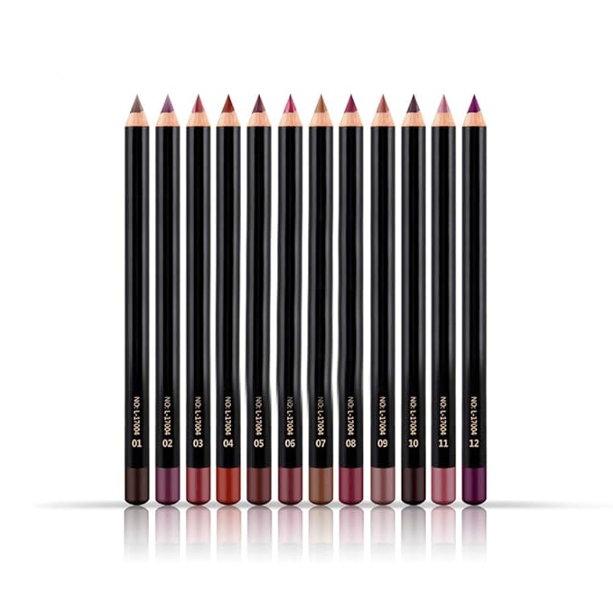 Slim Lip Pencil, Lip Liner and Lipstick Set Kit, Lip Liner Pens Set,12pcs set NICEFACE Waterproof Long lasting Lip Liner Pencil Lipliner Pen Makeup