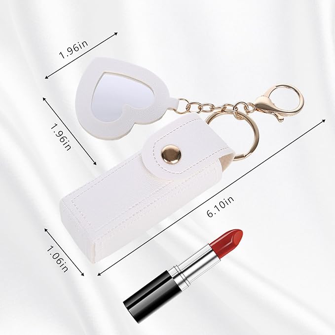 Lipstick Keychain Holder with mirror Chapstick Holder Keychain Organizer