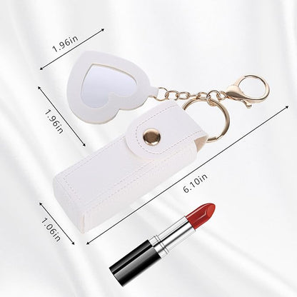Lipstick Keychain Holder with mirror Chapstick Holder Keychain Organizer