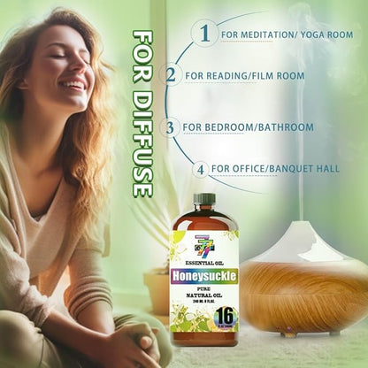Honeysuckle Essential Oil(16oz / 480ml) - Honeysuckle Oils Used in diffusers, humidifiers, Home Baths, Cleaning Products, Yoga, DIY Soaps and DIY Scented Candles
