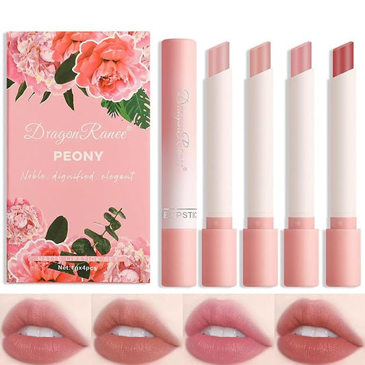 4 Colors Tube Cigarette Lipstick Set, Mate Velvet Lipstick Moisturizer & Smooth, Red Lip Stain Long Lasting 24 Hours Waterproof Lip Tinet (Set B)