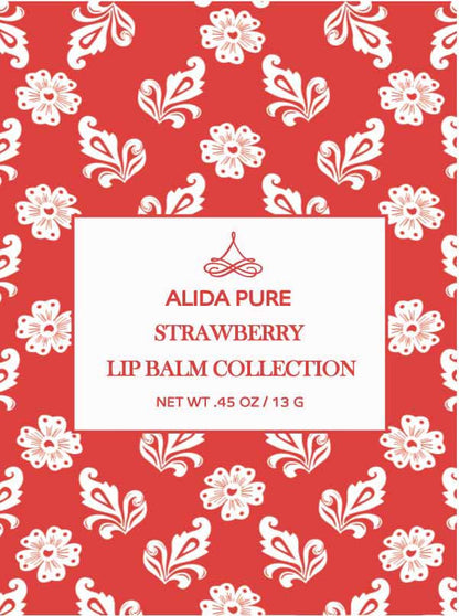 Strawberry Lip Balm Collection, Vegan Lip Balm Set, Beeswax Free, with Avocado Oil, Organic Jojoba Oil, and Vitamin E, Natural Moisturizer for Dry, Chapped Lips, 3 Tube Set