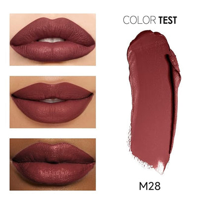 Matte Lipstick Hydrating Lip Color Makeup, Highly Pigmented Lipstick with Moisturizing Formula, Lightweight, Smooth, M28