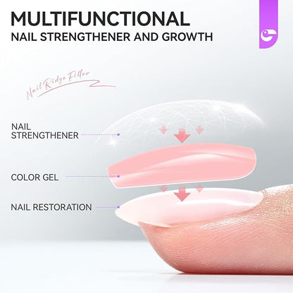 Gelike EC Nail Growth Treatment: Milky Pink 15ml Natural Nail Strengthener for Weak and Damaged Nails - Protein Nail Hardener for Home Salon Outdoor