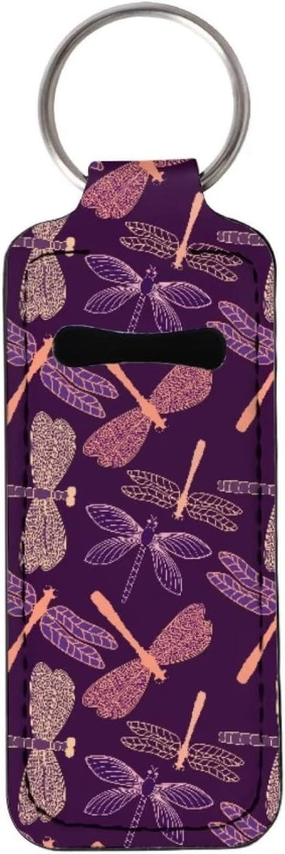Bulopur Dragonflies Chapstick Holder Keychain, Neoprene Chapstick Holder Dragonflies