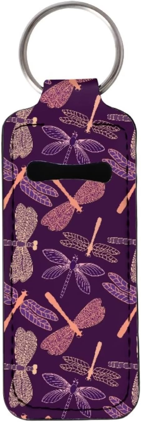 Bulopur Dragonflies Chapstick Holder Keychain, Neoprene Chapstick Holder Dragonflies
