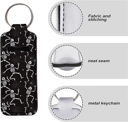 Chapstick Holder Keychain Black Skeleton Funny Hanging