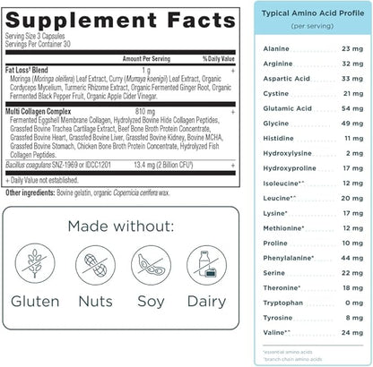 Ancient Nutrition Multi Collagen Advanced Lean Capsules, 90 Count + Multi Collagen Protein Powder, Unflavored, 40 Servings