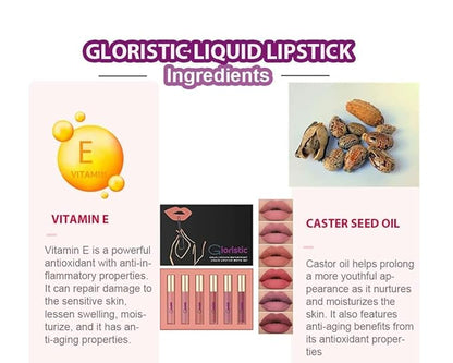 Gloristic | Waterproof | 6pcs Liquid Matte Lipstick Gloristic