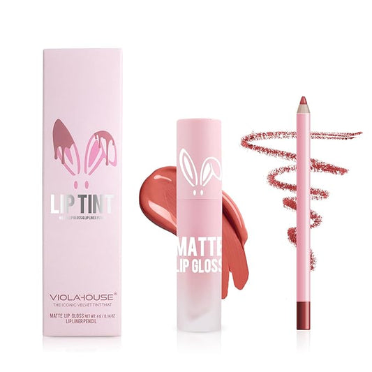 VIOLA HOUSE Lipstick Lip Liner Set, Matt Lipstick Non-Fading,