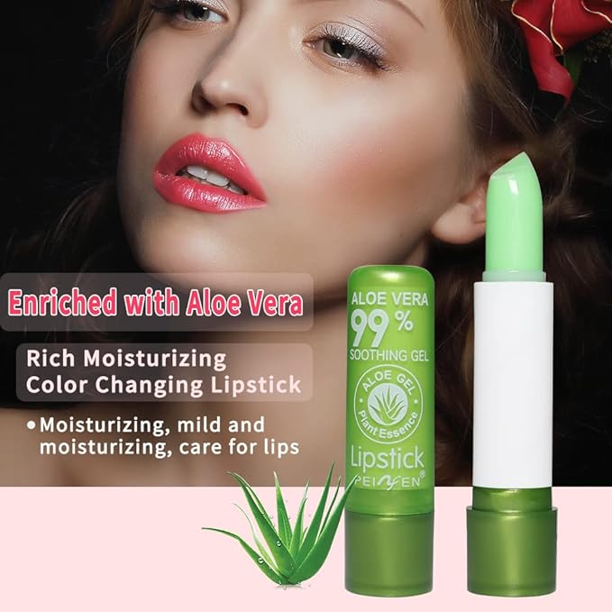Aloe Vera Lipstick, Magic Temperature PH Color Changing Moisturizing Lipstick, Tinted Lip Balm, Lip Tint, Lip Makeup, Glossier Lip Balm, Natural Lasting Moisturizing Lipstick (3PCS)