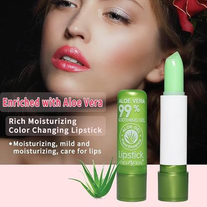 Aloe Vera Lipstick, Magic Temperature PH Color Changing Moisturizing Lipstick, Tinted Lip Balm, Lip Tint, Lip Makeup, Glossier Lip Balm, Natural Lasting Moisturizing Lipstick (3PCS)
