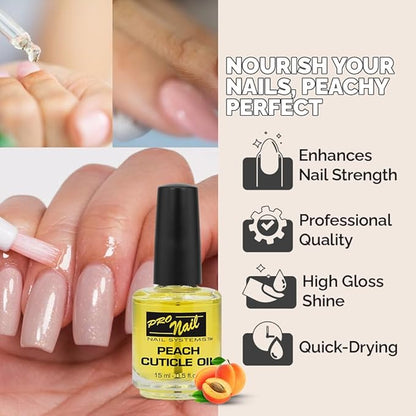 PRO NAIL - Cuticle Revitalizing Oil for Nails, Peach, 0.5 Oz - Professional Strength, Pedicure and Manicure - Moisturizes and Strengthens Nails and Cuticles - Soothing and Nourishing