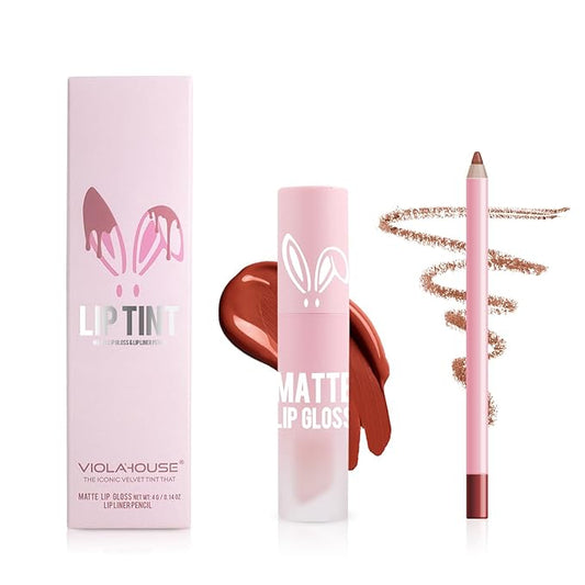 VIOLA HOUSE Lipstick Lip Liner Set, Matt Lipstick Non-Fading,