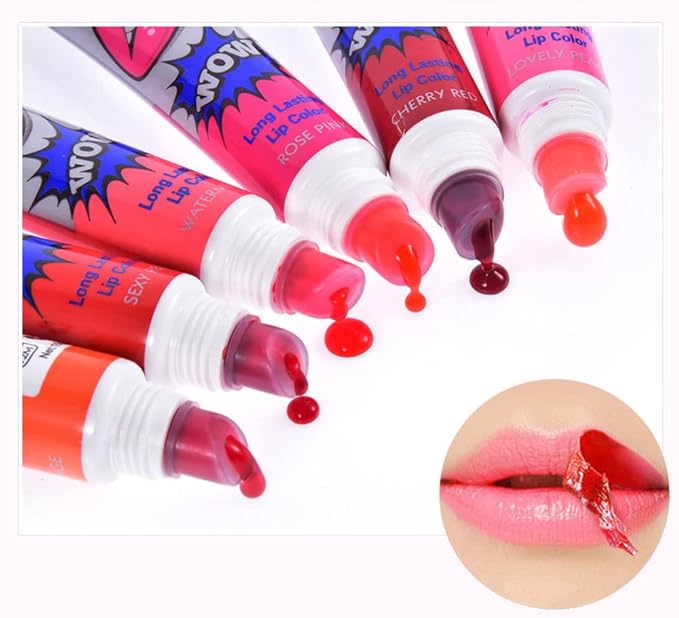 6 Colors Tattoo Magic Color Peel Off Mask Tint Long Lasting Waterproof Lip Gloss