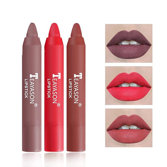 3PCS Nude Lipstick Set Matte Lip Stick Waterproof Long
