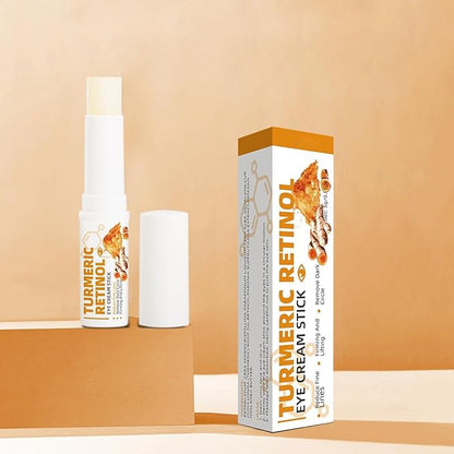 2PCS Retinol Eye Stick for Anti Aging, Turmeric Eye Cream for Dark Circles and Puffiness Fine Lines Moisturizer Under Eye Balm Stick Hydrating Eye Cream with Retinol Stick 5g/pc