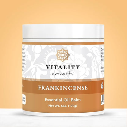 Vitality Extracts Frankincense Balm - 6oz, Boswellia Serrata, Beeswax, Olive Oil, Moisturizer for Dry, Cracked Skin, All Skin Types