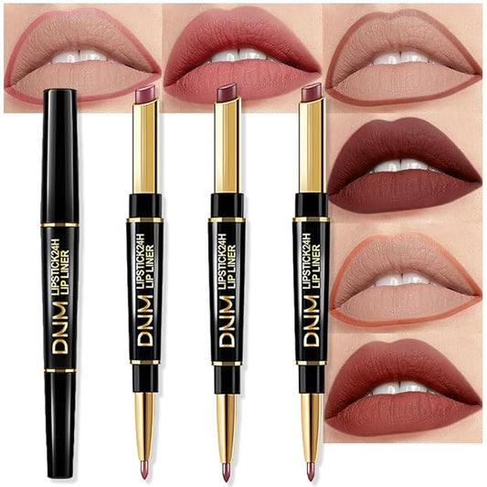evpct 3Pcs Matte Lip Liner and Lipstick Comb