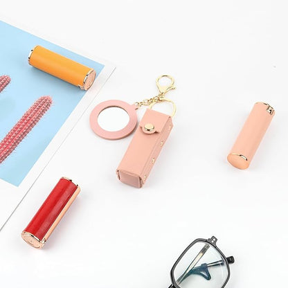 Lipstick Organizer Keychain Chapstick Case with Mirror Organizer