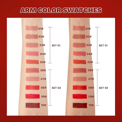 5Pcs Velvet Matte Nude Lipstick Set - Long-lasting Long-lasting