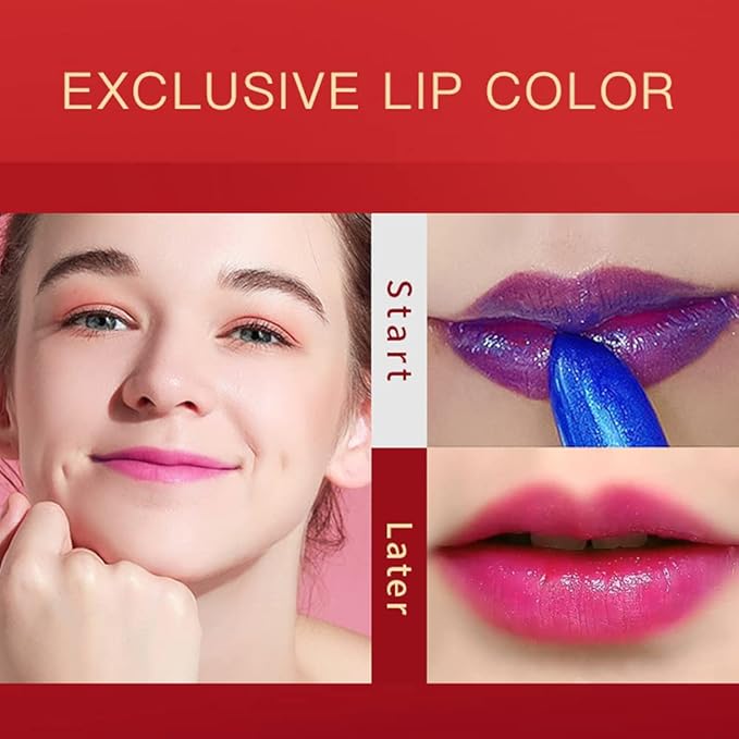 2 Pcs Magic Black Blue Lipstick Set, Shimmer Color Changing Lipstick(Blue Changed into Pink,Black Change into Brick Red),Natural Moisturizing Lip Balm Labiales Magicos Nutritious Lazy Lipstick