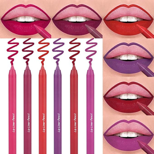 6 pcs Matte Red Lip Liner Pencil Cream Long-Lasting