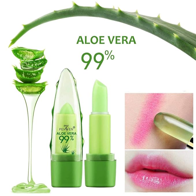 3 Pcs Aloe Vera Color Changing Lipstick,Long Lasting Lip Care Nutritious Plumper Lip Balm Moisturizer Magic Temperature Color Change Lip Gloss Matte Makeup (SET03)