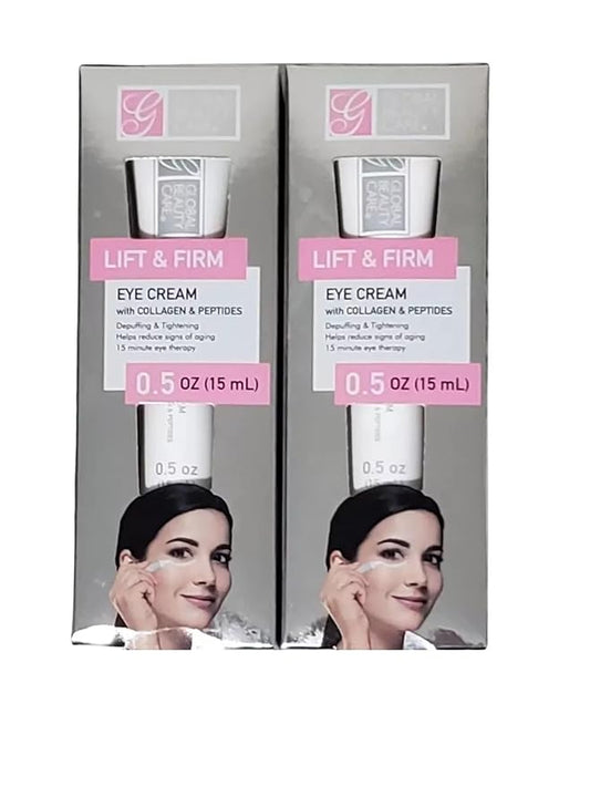 Lift and Firm Eye Cream with Collagen and Peptides, 0.5 oz, Anti-Aging Treatment, 2-Pack