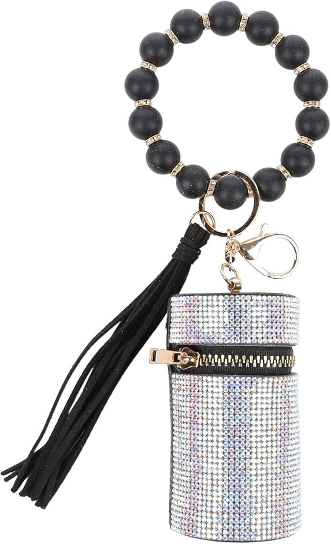Lipstick Keychain, Leather Diamond Lip Gloss Holder, Stylish Gloss