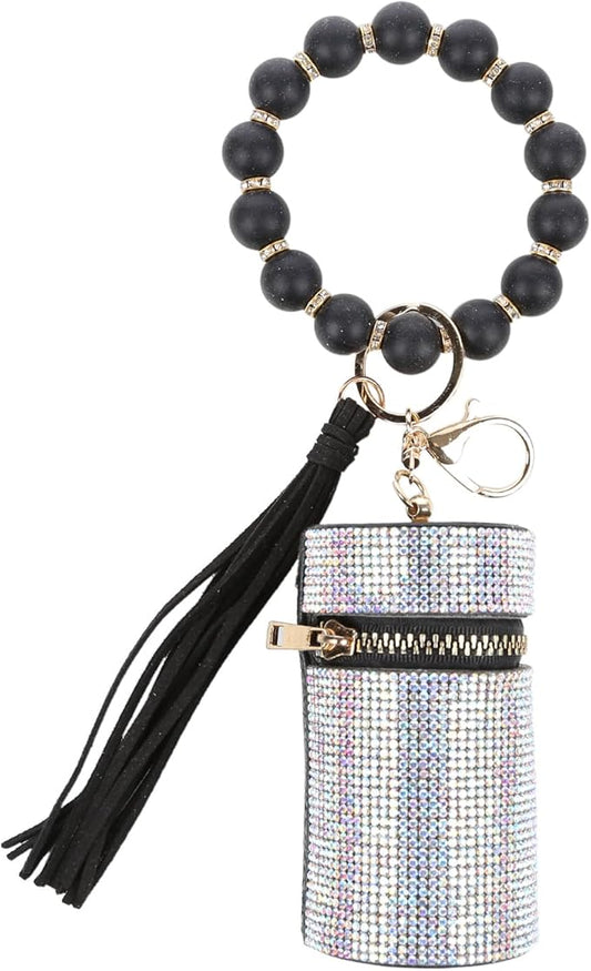 Lipstick Keychain, Leather Diamond Lip Gloss Holder, Stylish Gloss