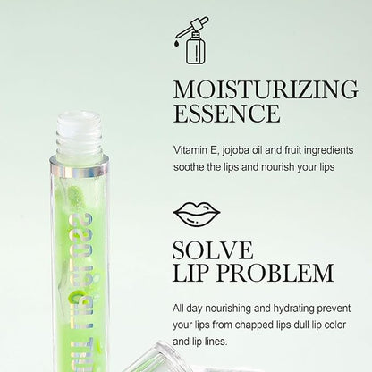 Plumping Lip Oil Set, Clear Lip Gloss for Lip Care, Fruit Flavour Hydrating Lip Glow Oil Toot Lip Oil, Nourishing, Non-sticky