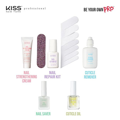 Nail Repair Kit for Damage, Broken, Cracked and Weak Nails - Biotin Infused Glue, File, and 2 Wraps - Made in Korea