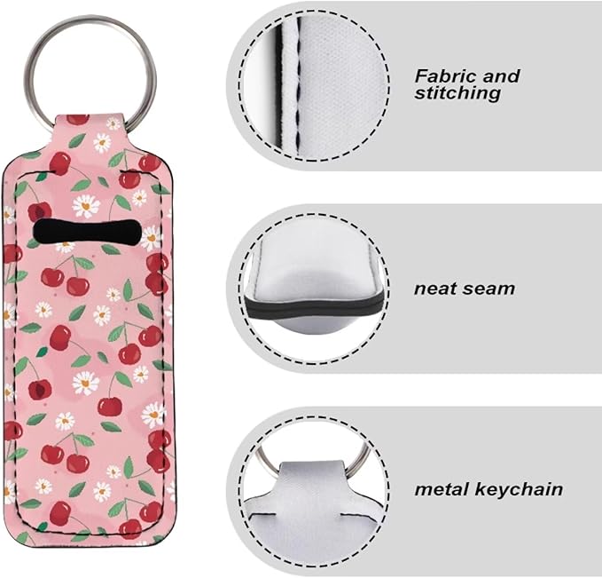 Horeset Women's Lipstick Holder Keychains, Simple Pocket Cherry Gloss