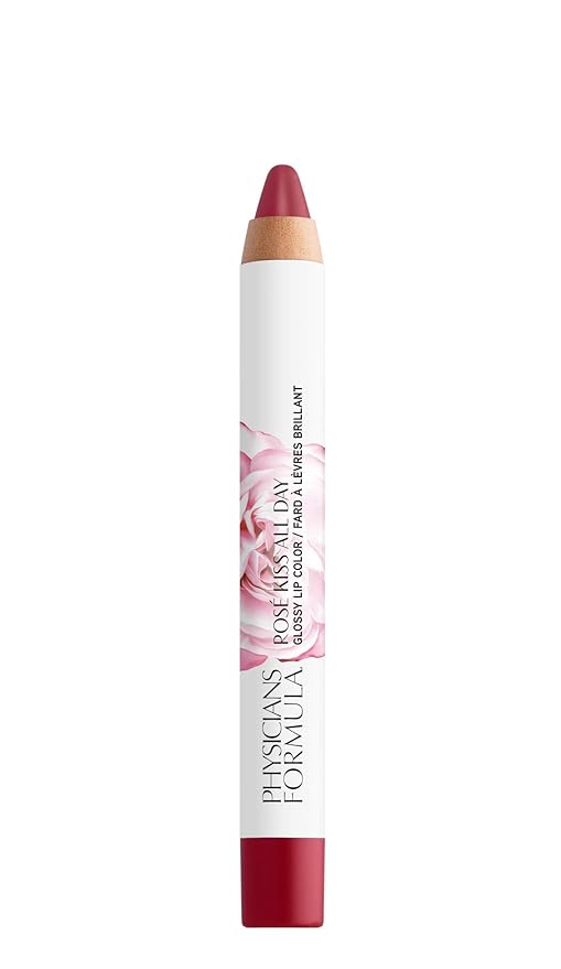 Physicians Formula Rosé Kiss All Day Glossy Lipstick Lip Color Makeup, Red Xoxo | Dermatologist Tested, Clinicially Tested