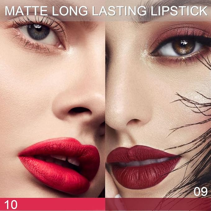 evpct 3Pcs Dark Deep Light Bright Ruby Red Mauve Matte Color Stay Lipstick Lip Crayon Set for Women Waterproof Long Lasting 24 Hour Lipstick labiales matte larga duracion 24 mate 24 horas originales