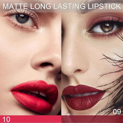 evpct 3Pcs Dark Deep Light Bright Ruby Red Mauve Matte Color Stay Lipstick Lip Crayon Set for Women Waterproof Long Lasting 24 Hour Lipstick labiales matte larga duracion 24 mate 24 horas originales